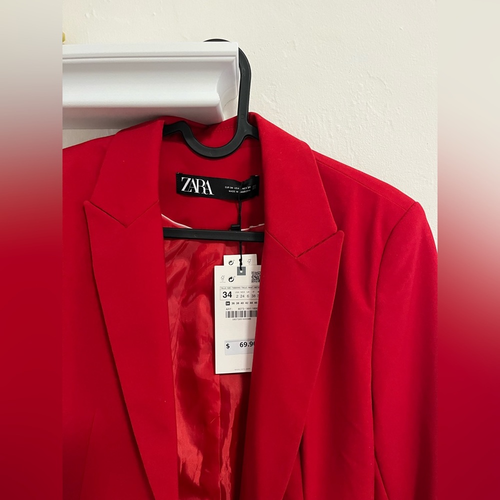 Zara Basic Red Blazer - image 3